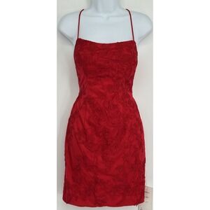 Red Floral Lace Overlay Mini Backless Dress 8 Prom Formal Party Minimalist